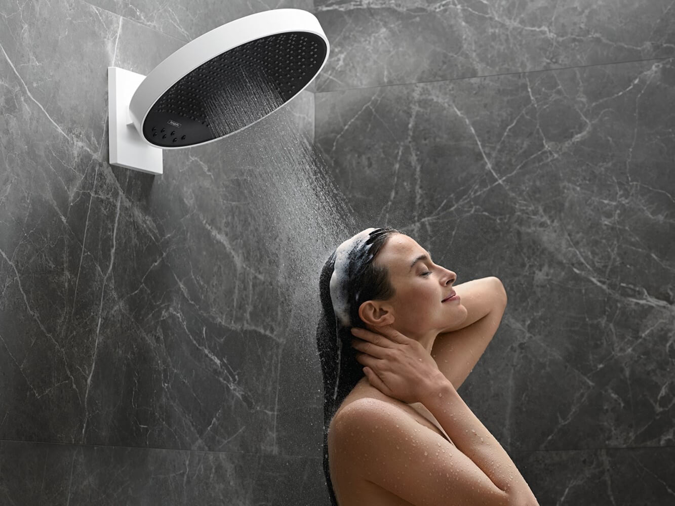 Верхний душ Hansgrohe Rainfinity 360 3jet 26234700 с настенным кронштейном, белый матовый
