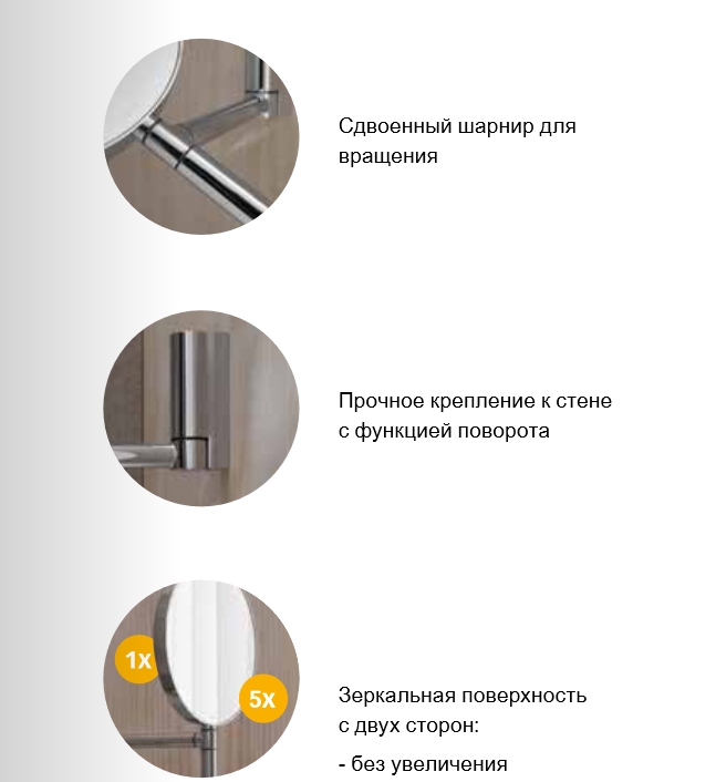 Зеркало косметическое двустороннее настенное KEUCO PLAN 17649 370002 без подсветки, чёрный матовый