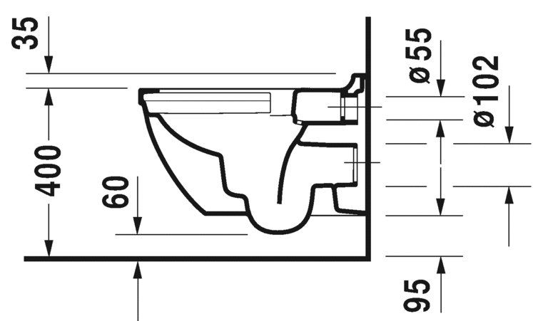 Подвесной унитаз Duravit Starck 3 2527090000 54 см безободковый