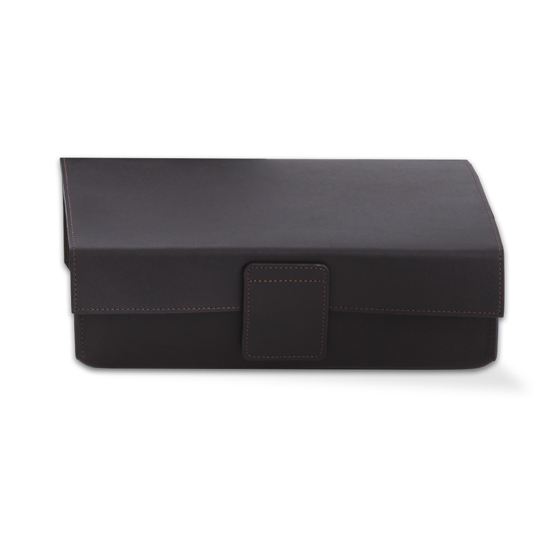 Коробка универсальная с крышкой  DECOR WALTHER NAPPA UTBD  0938690   10 X 25 X 17 см, натуральная кожа, цвет черно-коричневый Black Brown