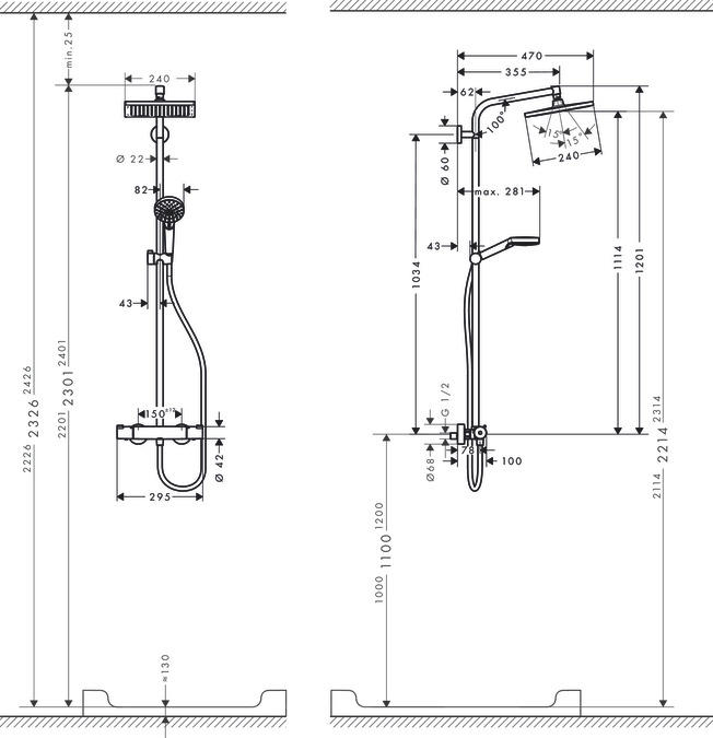 Душевая система Hansgrohe Crometta E 240 1jet 27271000 Хром