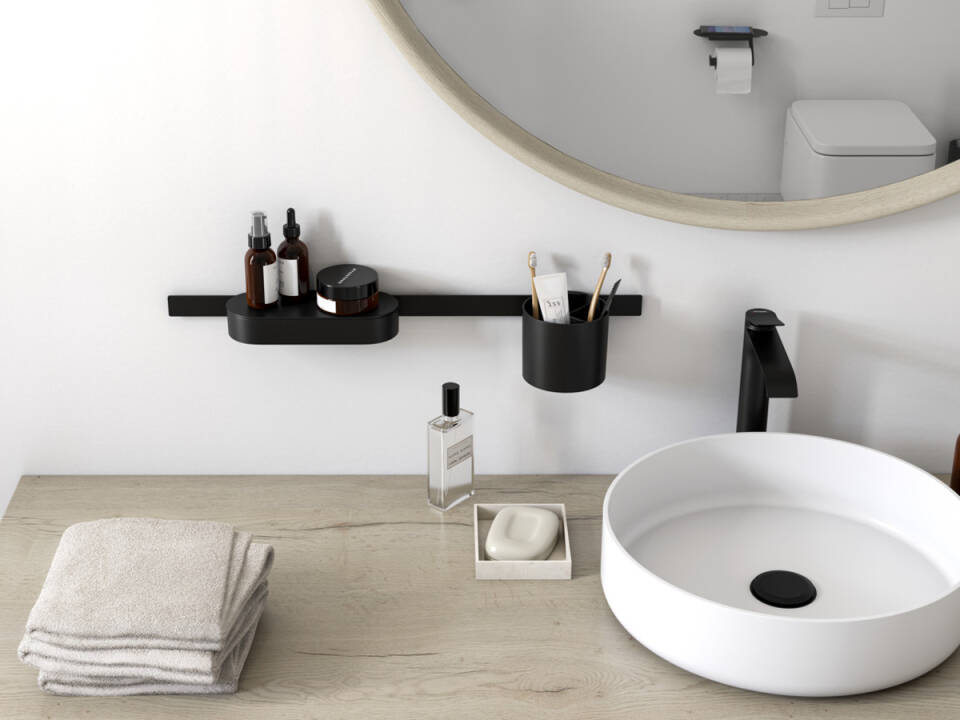 Штанга для коепления аксессуаров HANSGROHE WallStoris 27902670 500 мм, цвет Чёрный матовый