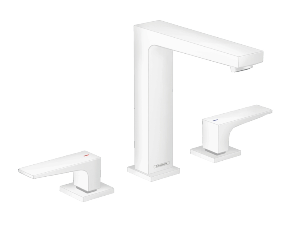 Смеситель для раковины на три отверстия HANSGROHE Metropol 32515700 с рычаговыми рукоятками, с донным клапаном, цвет Белый матовый