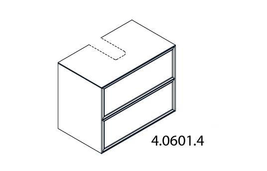 Тумба подвесная под раковину  Laufen  The  New Classic   4.0601.4.085.631.1, 78 см, 2 ящика,  вырез для мини-раковины  8.1685.2,  белый глянцевый лак