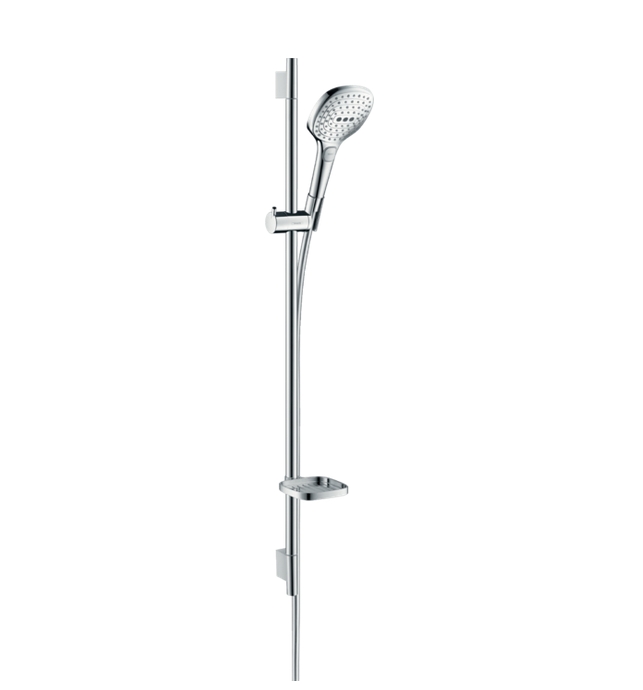 Душевой набор HANSGROHE Raindance Select E 26623000 120 3jet, с EcoSmart, 9 л/мин, со штангой 90 см и мыльницей, цвет Хром