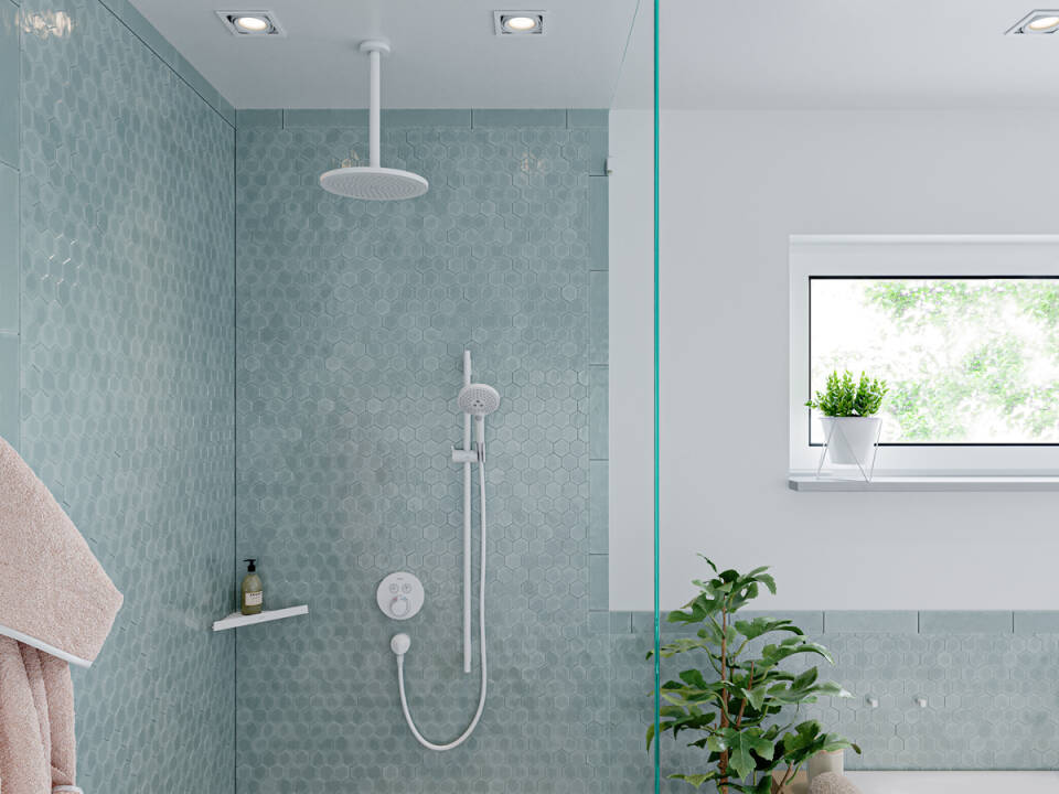 Душевой гарнитур Hansgrohe Croma Select S Vario 26563400 со штангой, ручным душем и шлангом, с EcoSmart, цвет Белый/Хром