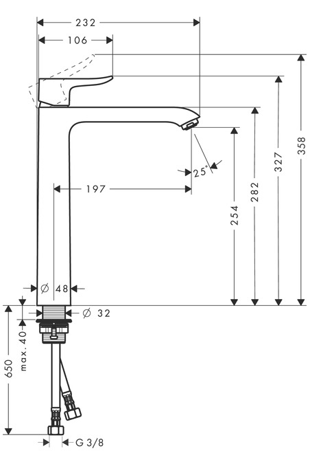 Смеситель для раковины высокий Hansgrohe Metris 31184000 Хром