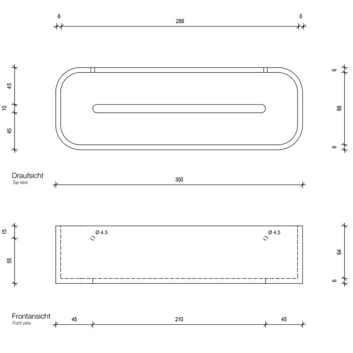 Душевая полочка-контейнер DECOR WALTHER  STONE DCT30   0973864   7 X 30 X 10 см, искусственный камень Solid Surface, цвет черный матовый/хром