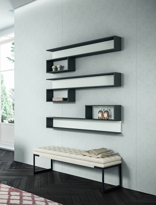Комплект из трёх полок "Snake" для ванной комнаты BMT IKON IK-12.1   1200х1170х150 мм, Grigio Antracite Opaco/Белый матовый