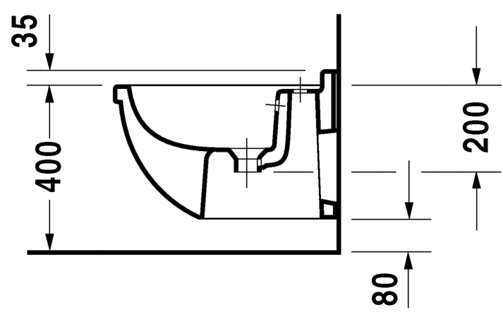 Подвсеное биде Duravit Starck 3 2230150000 с переливом, белое 