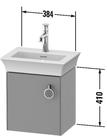 Тумба подвесная левая DURAVIT White Tulip WT4250LH1H1 298 мм х 384 мм, с одним выдвижным ящиком, с ручкой, графит глянцевый