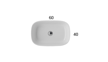 Раковина накладная GLOBO GENESIS GE045BI 600 мм х 400 мм х 150 мм, без отверстия под смеситель, без перелива, белый глянцевый
