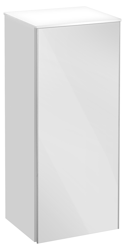 Средний шкаф Keuco Royal Reflex 34020 210002 350x845x335 мм 1 дверь петли справа корпус белый глянец фасад белое стекло