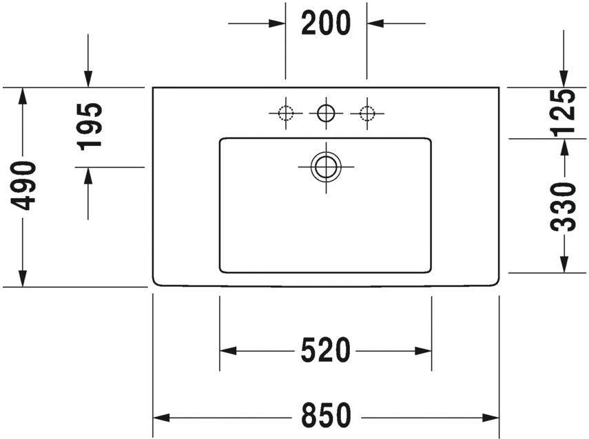 Раковина для мебели  Duravit Vero 0329850000 85х49 см