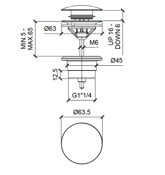 Донный клапан универсальный ALMAR WASH BASIN E094000.HB цвет High Brass