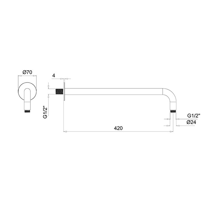 Держатель настенный для верхнего душа ALMAR Universal E021115.CR 420 мм, с круглым отражателем, цвет Хром