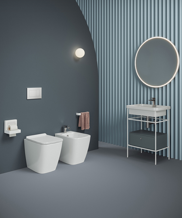 Приставной унитаз безободковый прямоугольный ARTCERAM А16 ASV007 17 00 540 мм х 360 мм, с покрытием Saniglaze, с креплением, цвет Чёрный матовый