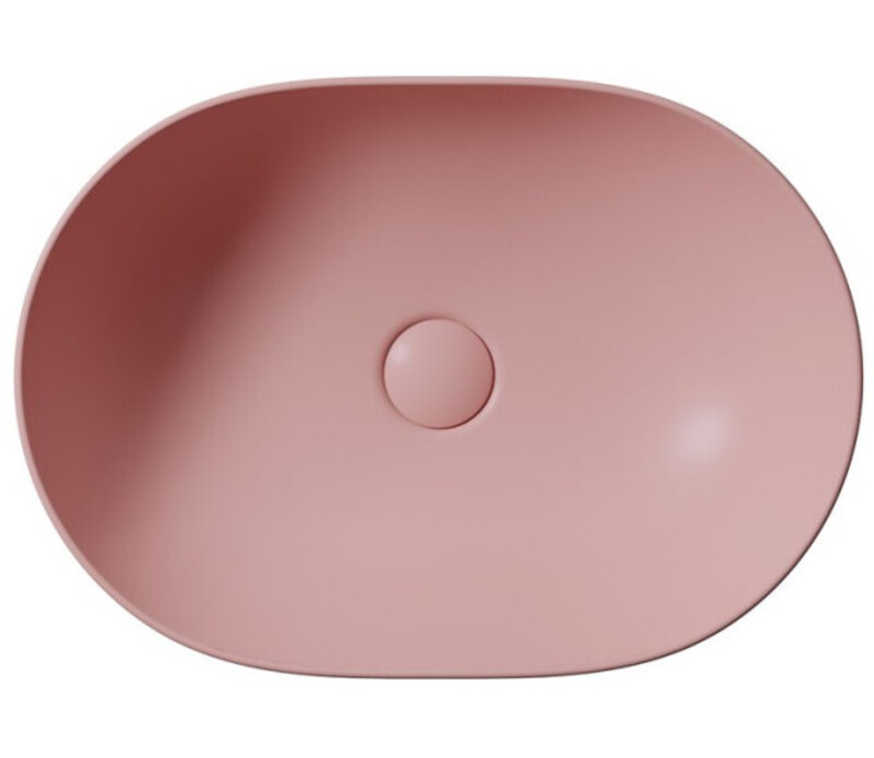Раковина-чаша накладная овальная GSI PURA 8860PVC24, размер 500 мм х 350 мм, без отверстия под смеситель, с донным клапаном, цвет розовый матовый Blush