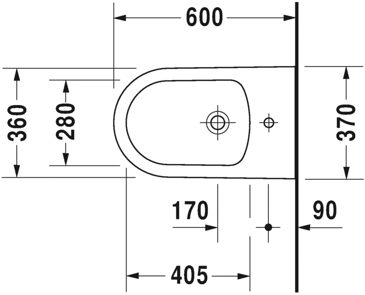 Напольное биде Duravit ME by Starck  2289103200 с переливом, с креплением, пристенный вариант, белое шелковисто-матовое