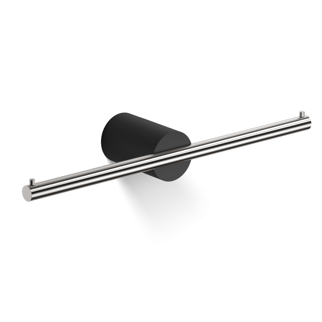 Держатель туалетной бумаги двойной DECOR WALTHER  STONE TPH2    0974965     44 X 28 X 7 см, без крышки, композит Solid Surface черный матовый/сталь матовая