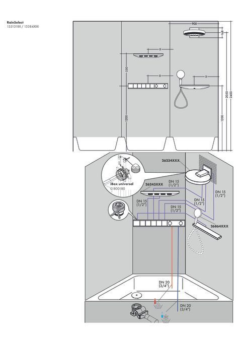 Термостат для душа Hansgrohe RainSelect 15384000 5 потребителей хром