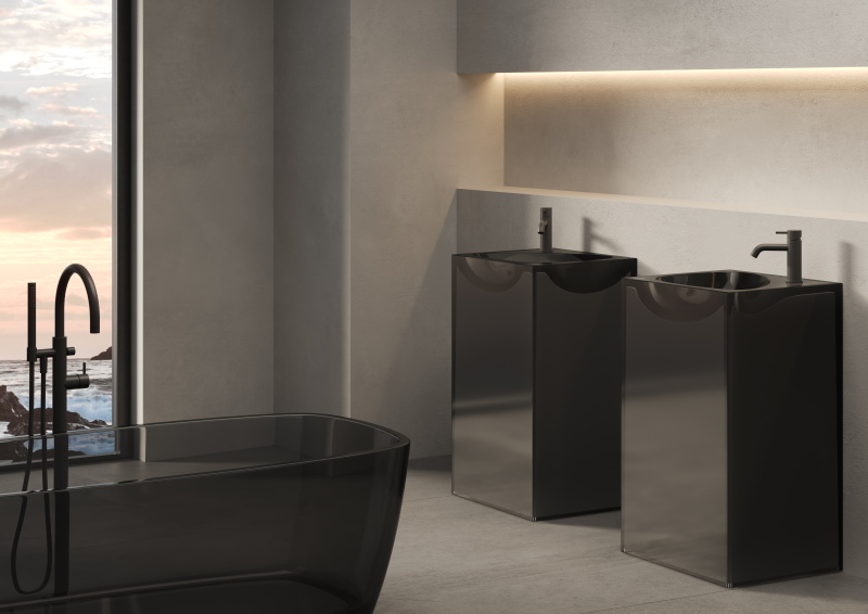 Раковина напольная из полимера и композита DEA DESIGN Pedestal Basin DD2024 495 R11 495 мм х 455 мм х 880 мм, с донным клапаном, цвет Dark Blue R11
