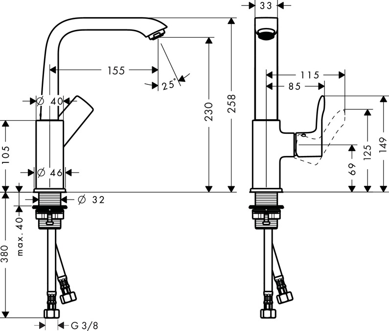 Смеситель для раковины с поворотным изливом Hansgrohe Metris 31187000 Хром