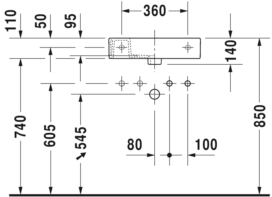 Раковина подвесная Duravit Vero Air 0724500008 50х25см