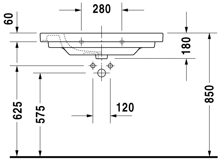 Раковина встраиваемая сверху Duravit d-code 03528500002 85х48см