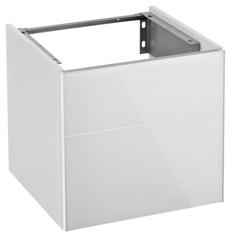 Тумба под раковину Keuco Royal Reflex 34040 210002 496x450x487 мм 1 дверца корпус белый глянец фасад белое стекло