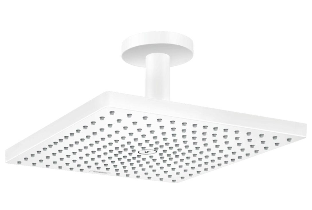 Верхний душ квадратный с потолочным держателем HANSGROHE Raindance Е 26250700 300, 1jet, цвет Белый матовый