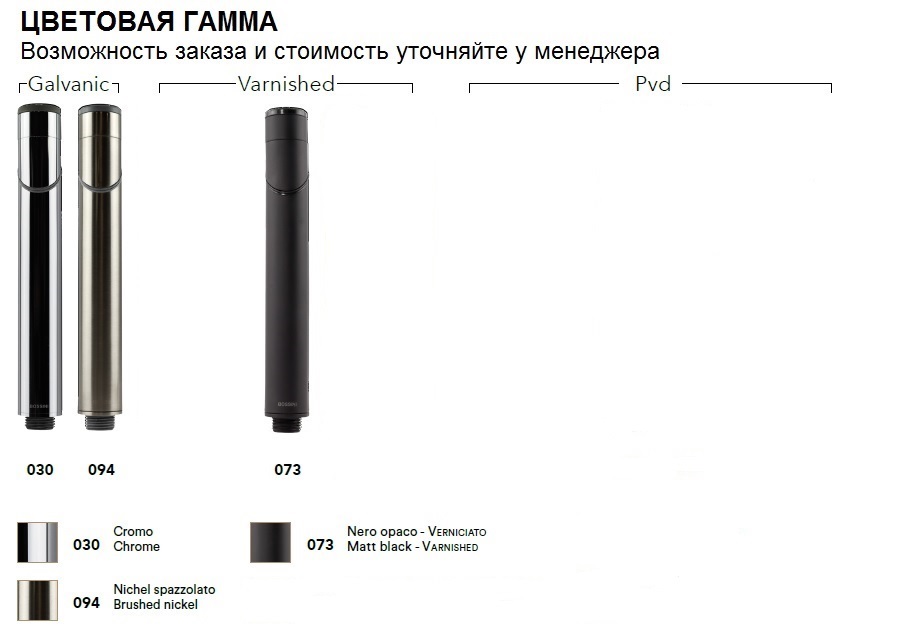 Напольный однорычажный смеситель для ванны BOSSINI AKI Z00772.073 со шлангом 1250 мм и лейкой, цвет Чёрный матовый
