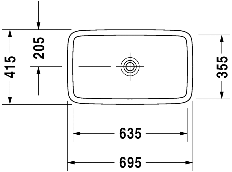 Раковина встраиваемая сверху Duravit puravida 0370700000 69х41см