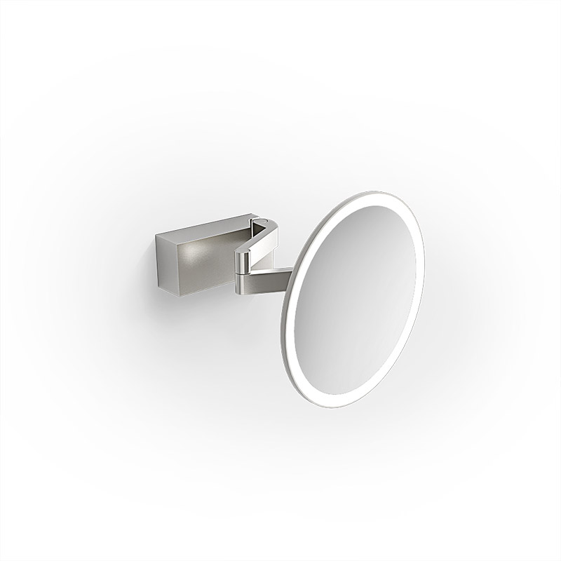 Косметическое зеркало настенное с подсветкой DECOR WALTHER   VISION R 5X    0123176   Ø 20,5(18)  см, увеличение 5х, функция памяти, цвет  сталь матовая