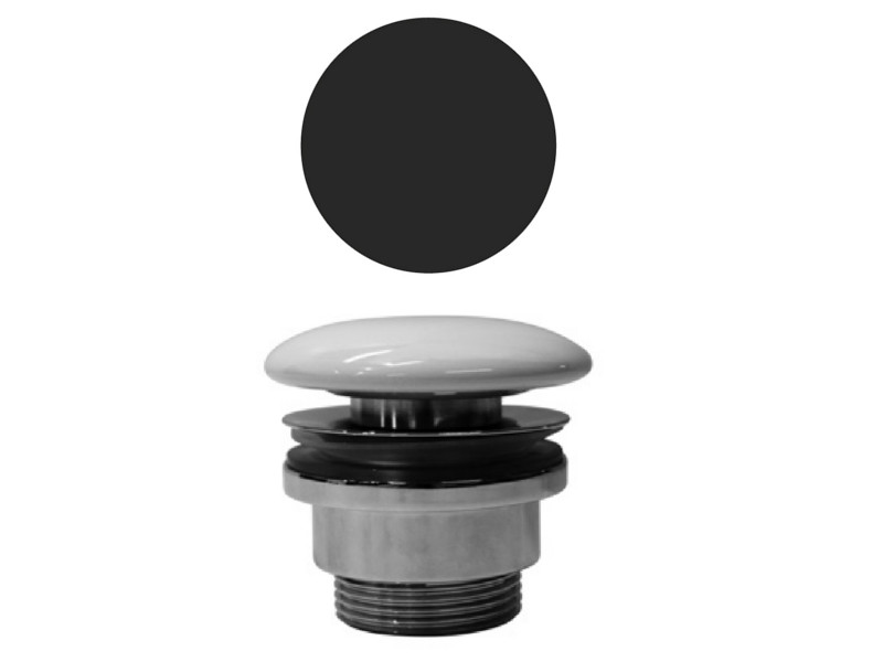 Донный клапан с открытым сливом GSI SPARES PVC26 для раковин без перелива, цвет черный матовый Ardesia 