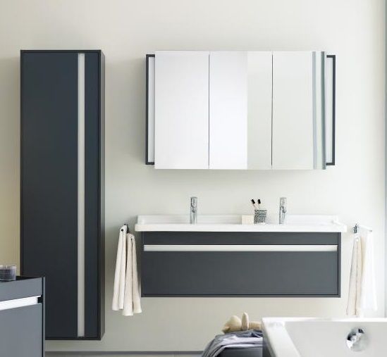 Шкаф высокий Duravit Ketho KT1265R4949 правый, с полками, графит матовый 