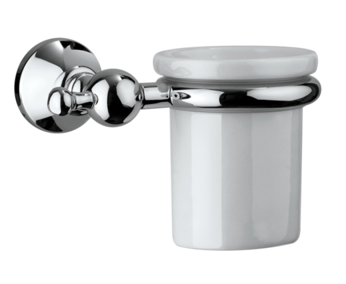 Держатель для стакана из латуни подвесной BOSSINI Classic Line V50311.030 с керамическим стаканом, цвет Хром/Белый