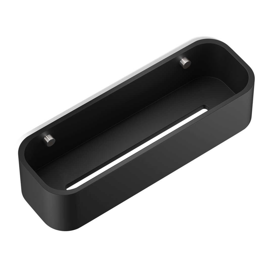Душевая полочка-контейнер DECOR WALTHER STONE DCT30   0973865,  7 X 30 X 10 см, искусственный камень Solid Surface, цвет черный матовый/сталь матовая