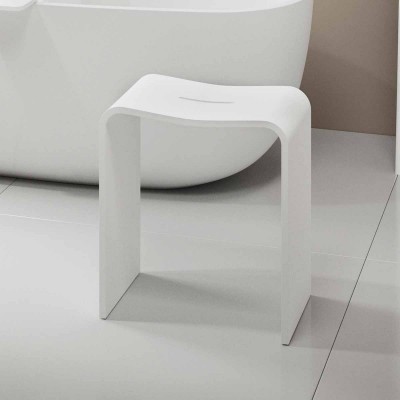 Табурет для душевой  DECOR WALTHER  STONE STOOL    0974750   46x40x28 см    из композита Solid Surface, цвет белый матовый