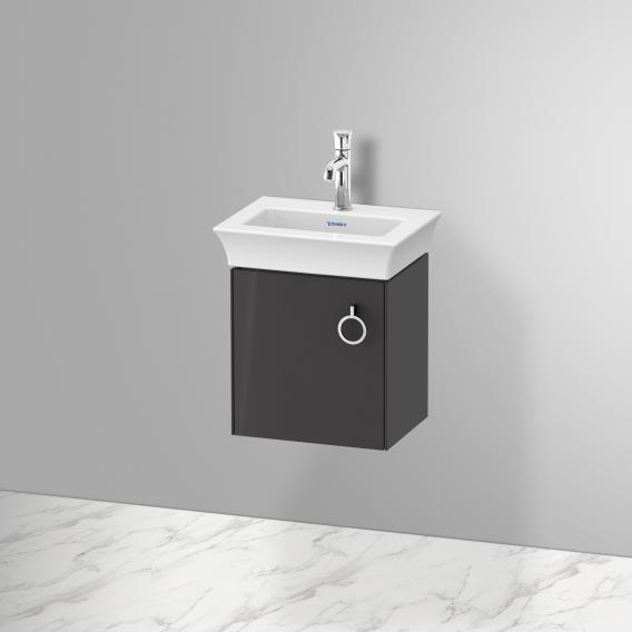 Тумба подвесная левая DURAVIT White Tulip WT4250LH1H1 298 мм х 384 мм, с одним выдвижным ящиком, с ручкой, графит глянцевый