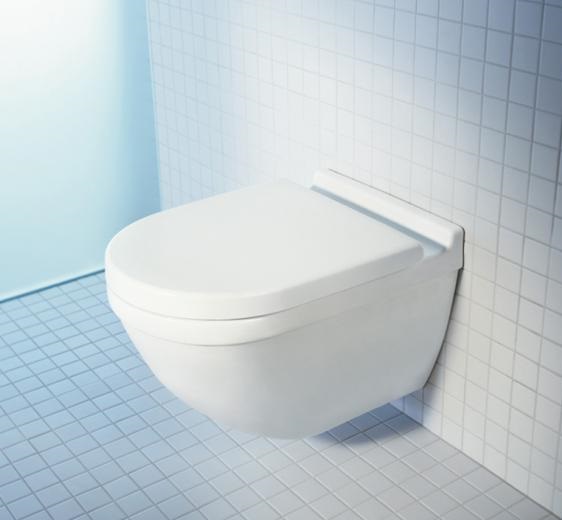 Унитаз подвесной Duravit Starck 3 25270900001 с вертикальным смывом, без сидения, с покрытием WonderGliss, безободковый, с креплением, белый