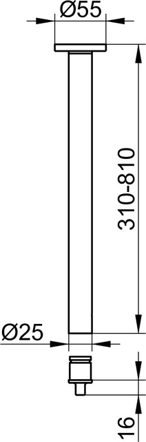 Комплект штанг к потолку KEUCO Plan 14941 170700 700 мм, алюминий серебристый анодированный/хром