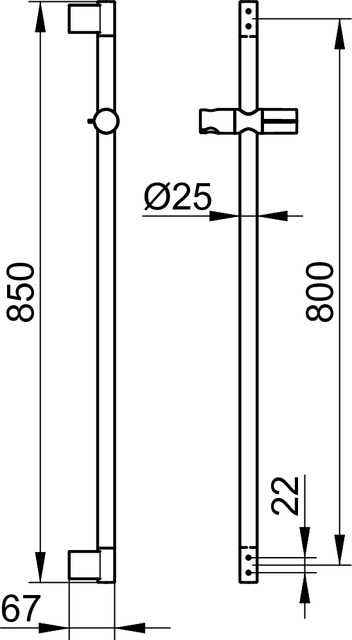 Штанга для душа 800 мм KEUCO Edition 300/Plan 54985 010800 Хром