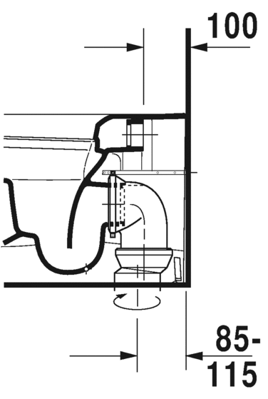 Унитаз напольный Duravit ME by Starck 2169092600 с вертикальным смывом, с покрытием HygieneGlaze, с креплением, пристенный вариант, белый матовый