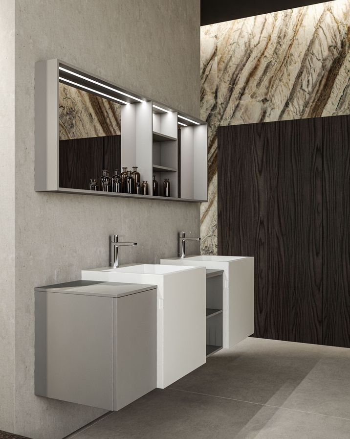 Комплект мебели для ванной комнаты BMT BLUES 4.0  BL4-18.1   2000х2035х500 мм, 3 высоких шкафа, цвет Burnt Walnut