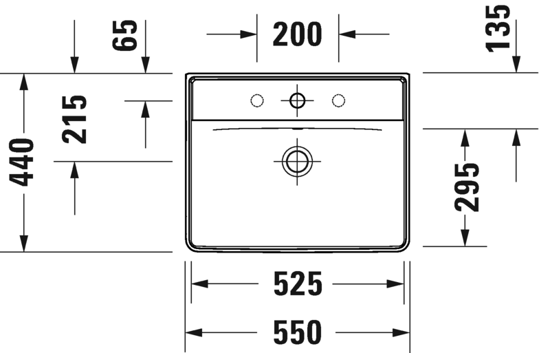 Раковина подвесная Duravit D-Neo 2366550060 550 мм х 440 мм, с переливом, без отверстия под смеситель, белая