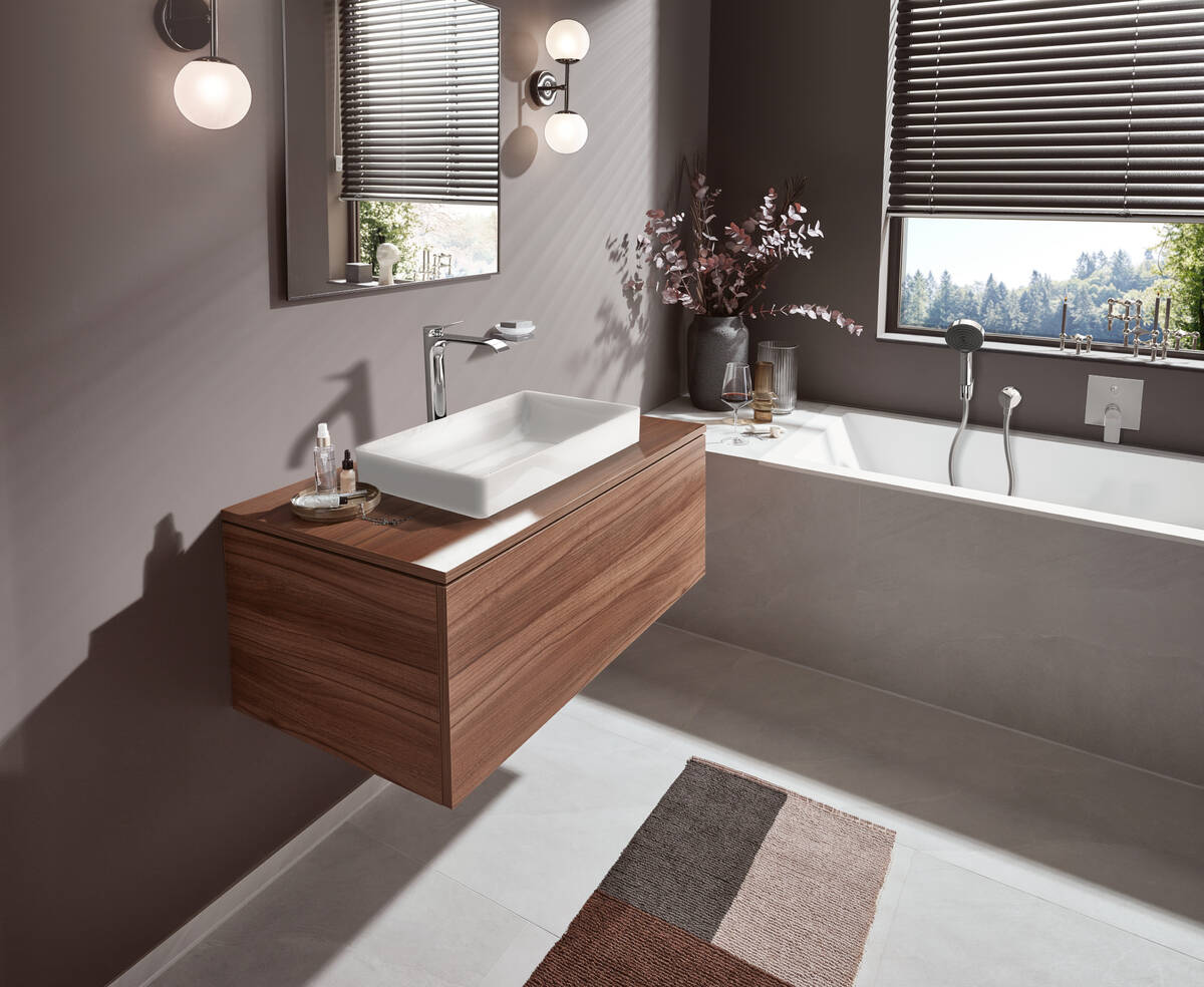 Смеситель для ванны однорычажный HANSGROHE Vivenis 75415670 скрытого монтажа, чёрный матовый