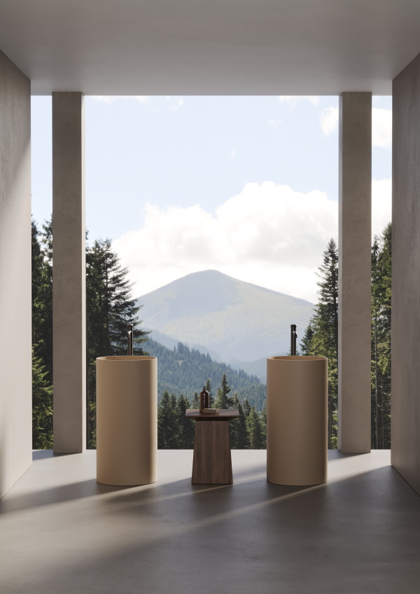 Раковина круглая напольная из композита DEA DESIGN Pedestal Basin DD2012 450 18 450 мм х 450 мм х 900 мм, с донным клапаном, цвет Белый