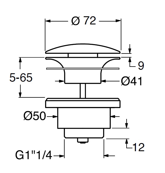 Донный клапан с открытым сливом GSI SPARES PVC16 для раковин без перелива, цвет Bistro matte
