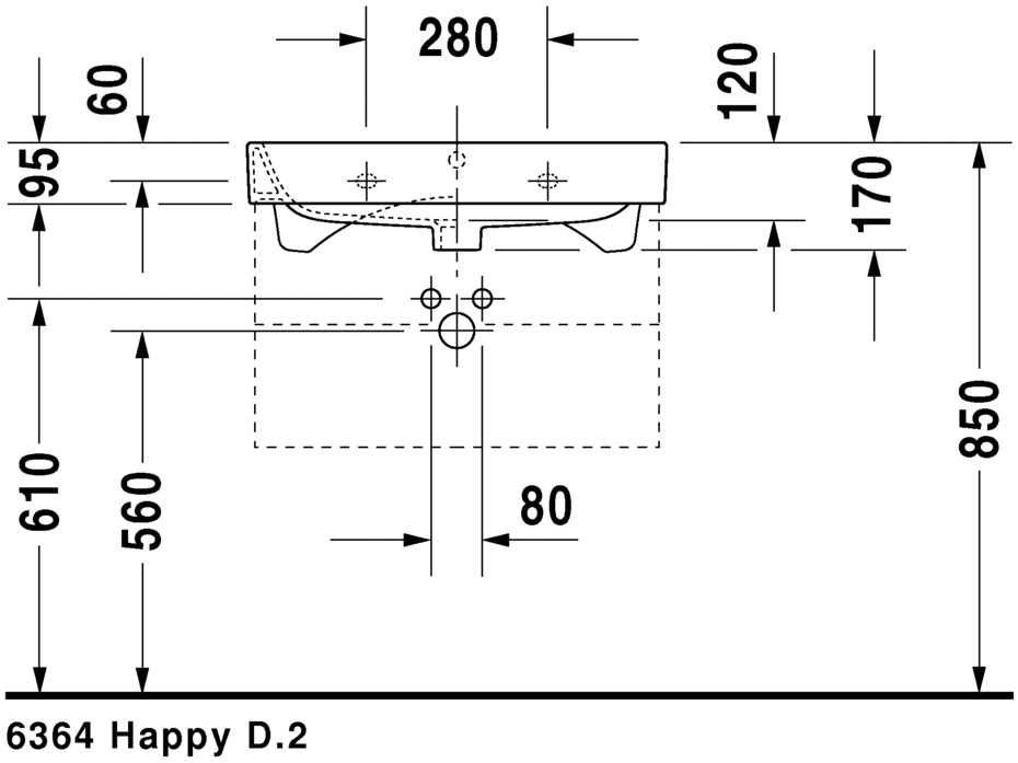 Раковина подвесная Duravit Happy D.2 2318650000 65х50см